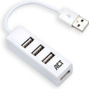 ACT USB Hub 2.0, 4x USB-A, mini, wit