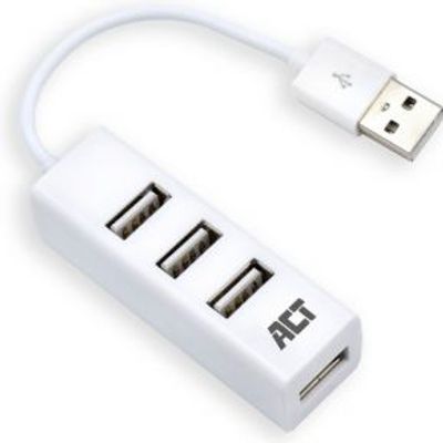 ACT USB Hub 2.0, 4x USB-A, mini, wit