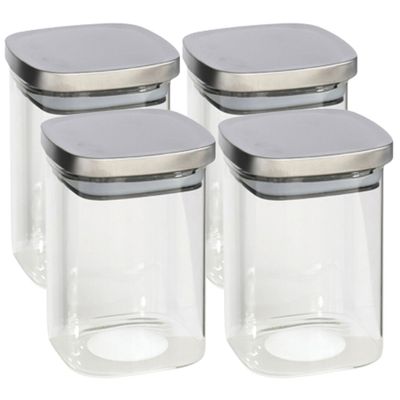 4x stuks voedsel/etenswaren bewaren voorraadpot 1100 ml glas met RVS deksel