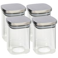 4x stuks voedsel/etenswaren bewaren voorraadpot 1100 ml glas met RVS deksel