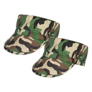 Carnaval verkleed Soldaten hoedje - 2x - camouflage groen - voor volwassenen - Militairen/leger them