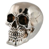 Spaarpot van doodshoofd/Skull - polyresin - 15 cm - Zilver Light - Volwassenen - thumbnail
