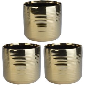 3x Gouden ronde plantenpotten/bloempotten Cerchio 16,5 cm keramiek