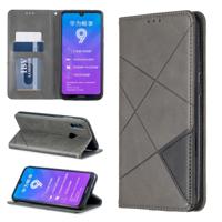 Rhombus textuur horizontale Flip magnetische lederen draagtas met houder & kaartsleuven voor Huawei Y7 (2019)/Y7 Prime (2019) (grijs)
