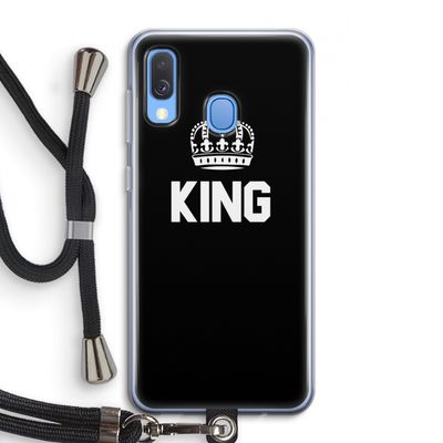 King zwart: Samsung Galaxy A40 Transparant Hoesje met koord