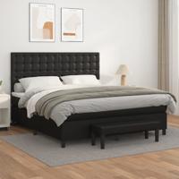 Boxspring met matras kunstleer zwart 160x200 cm