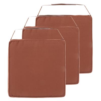 Hespiride Stoelkussen Gerona - 3x - 40 x 40 cm - terracotta - polyester - tuinkussen - met klittenba