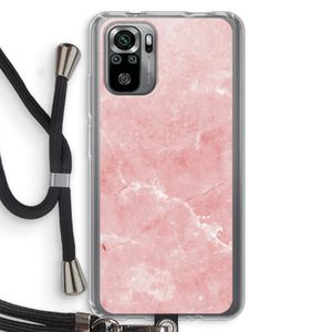 Roze marmer: Xiaomi Redmi Note 10S Transparant Hoesje met koord