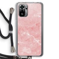 Roze marmer: Xiaomi Redmi Note 10S Transparant Hoesje met koord