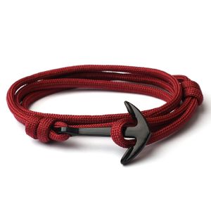 Anker armband Donkerrood polyester koord