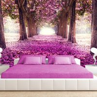 Zelfklevend fotobehang -  Roze pad door het bos  , Premium Print - thumbnail