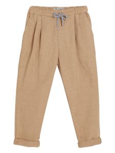 Brunello Cucinelli Kids pantalon fuselé à lien de resserrage - Marron