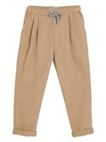 Brunello Cucinelli Kids pantalon fuselé à lien de resserrage - Marron - thumbnail