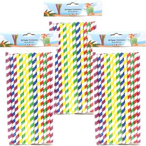 Drinkrietjes - papier - set 150x - multicolor kleuren - 23 cm - verjaardag/feestje