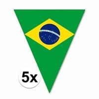 Versiering Brazilie vlaggenlijn - 5x - 500 cm - landen - plastic - versiering