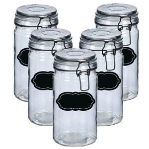 Weckpot/inmaakpot - 10x - 750 ml - glas - met beugelsluiting - incl. etiketten - Weckpotten