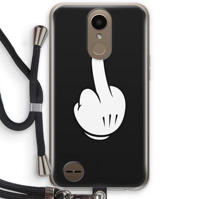 Middle finger black: LG K10 (2017) Transparant Hoesje met koord