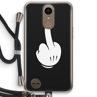 Middle finger black: LG K10 (2017) Transparant Hoesje met koord