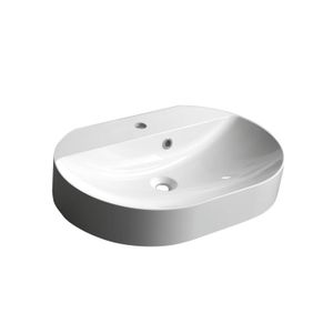 Wastafel Opbouw Sapho Helen Ovaal 63.2x43.4x15.7 cm Cast Marble Wit