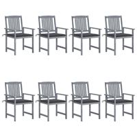 Tuinstoelen 8 st met kussens massief acaciahout grijs