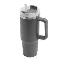 Warmhoudbeker/thermosbeker DELUXE - tumbler - grote koffiebeker - RVS - grijs - 900 ml