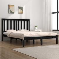 Bedframe massief grenenhout zwart 140x190 cm