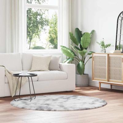 Hoogpolig vloerkleed NAVARRA 160x160 cm polyester lichtgrijs