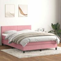 Boxspring met matras fluweel roze 140x220 cm