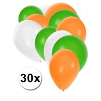 Party Ballonnen setje - groen-wit-oranje - 30x stuks - feestartikelen - versiering