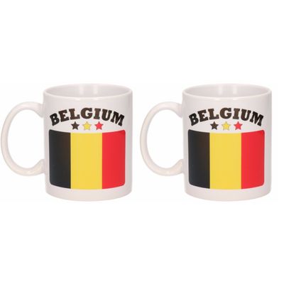 Set van 2x stuks mokken Belgische vlag 300 Ml