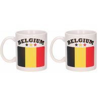 Set van 2x stuks mokken Belgische vlag 300 Ml - thumbnail