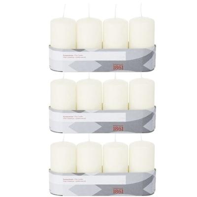 Trend Candles Cilinderkaarsen - 12x - ivoor wit - 5 x 10 cm - 18 branduren - geurloos - kaarsen
