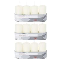 Trend Candles Cilinderkaarsen - 12x - ivoor wit - 5 x 10 cm - 18 branduren - geurloos - kaarsen