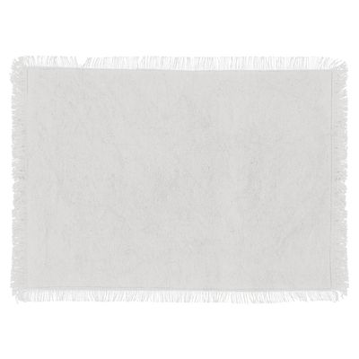 Secret de Gourmet placemats Kenya - 1x - wit - 45 x 30 cm - katoen - met franjes