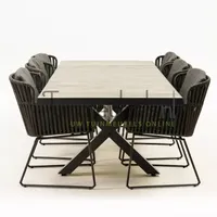 Tuinset Vitali antraciet met Castilla negro kruispoot 240cm tafel