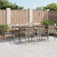 9-delige Tuinset met kussens poly rattan grijs