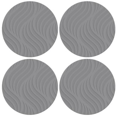 6x stuks ronde placemats grijs met wave patroon 37 cm
