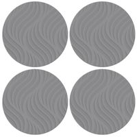 6x stuks ronde placemats grijs met wave patroon 37 cm - thumbnail