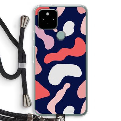 Memphis Shapes Pink: Pixel 5 Transparant Hoesje met koord