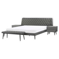 Beliani - ESSONNE - Slaapkamerset - Grijs - 160 x 200 cm - Kunstleer Beliani - ESSONNE - Slaapkamerset - Grijs - 160 x 200 cm - Kunstleer