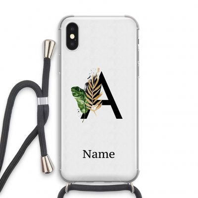 Charcoal Flora: iPhone X Transparant Hoesje met koord