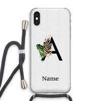 Charcoal Flora: iPhone X Transparant Hoesje met koord