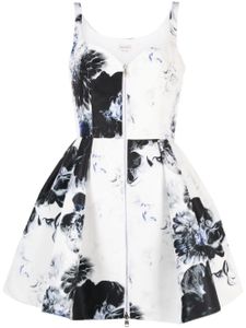 Alexander McQueen Chiaroscuro floral-jacquard minidress - Blanc