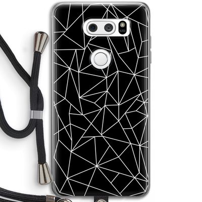 Geometrische lijnen wit: LG V30 Transparant Hoesje met koord