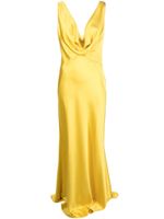 PINKO robe longue en satin à col bénitier - Jaune