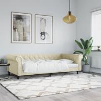 Slaapbank 100x200 cm kunstleer crèmekleurig