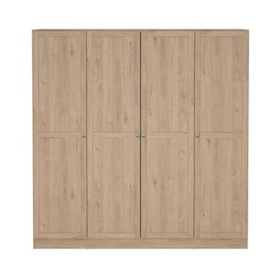 Kledingkast Lynn 4-deurs - eikenkleur - 200x196x62 cm - Leen Bakker