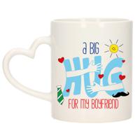 Cadeau koffie/thee mok voor vriend - hartje oor - big hug - 300 ml - verjaardag