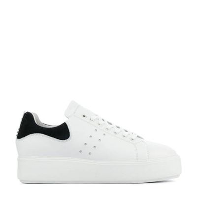 Nubikk Elise Marlow leren plateau sneakers wit/zwart
