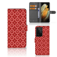 Samsung Galaxy S21 Ultra Telefoon Hoesje Batik Rood - thumbnail